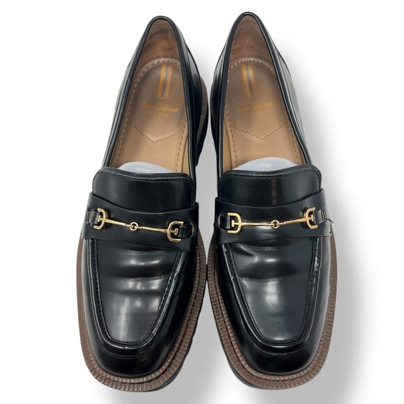 Sam Edelman Laurs Lug Sole Loafer Women's 9.5 Black Patent Leather Academia